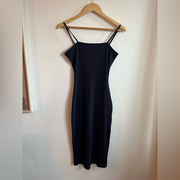 by the way. Black Ribbed Midi Dress - Picture 1 of 8